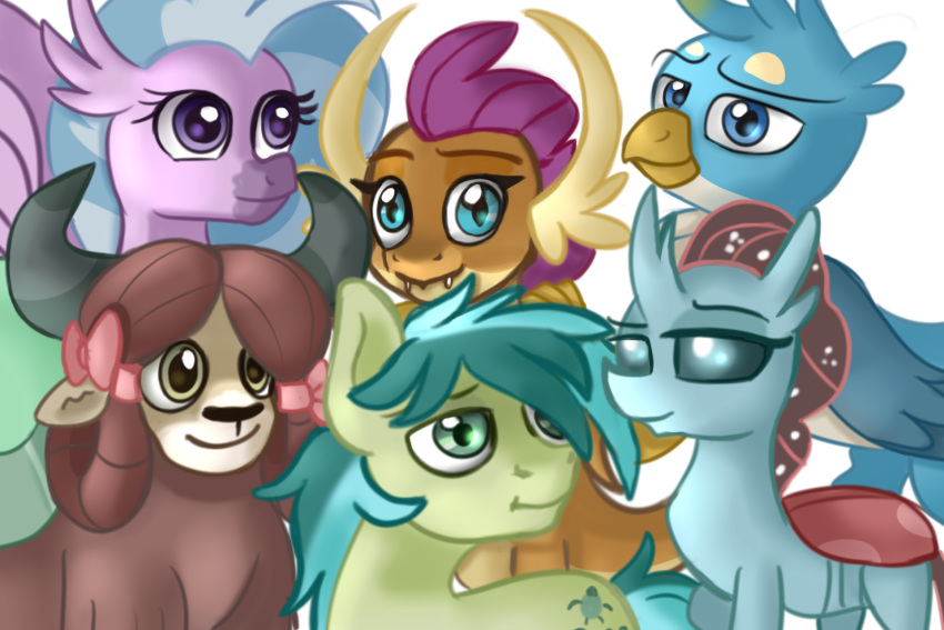 3:2 arthropod avian bovid bovine changeling cute_face dragon earth_pony equid equine european_mythology female friendship_is_magic gallus_(mlp) greek_mythology group gryphon hasbro hi_res hippogriff horse jbond male mammal my_little_pony mythological_avian mythology ocellus_(mlp) pony sandbar_(mlp) silverstream_(mlp) simple_background smolder_(mlp) white_background yak yona_yak