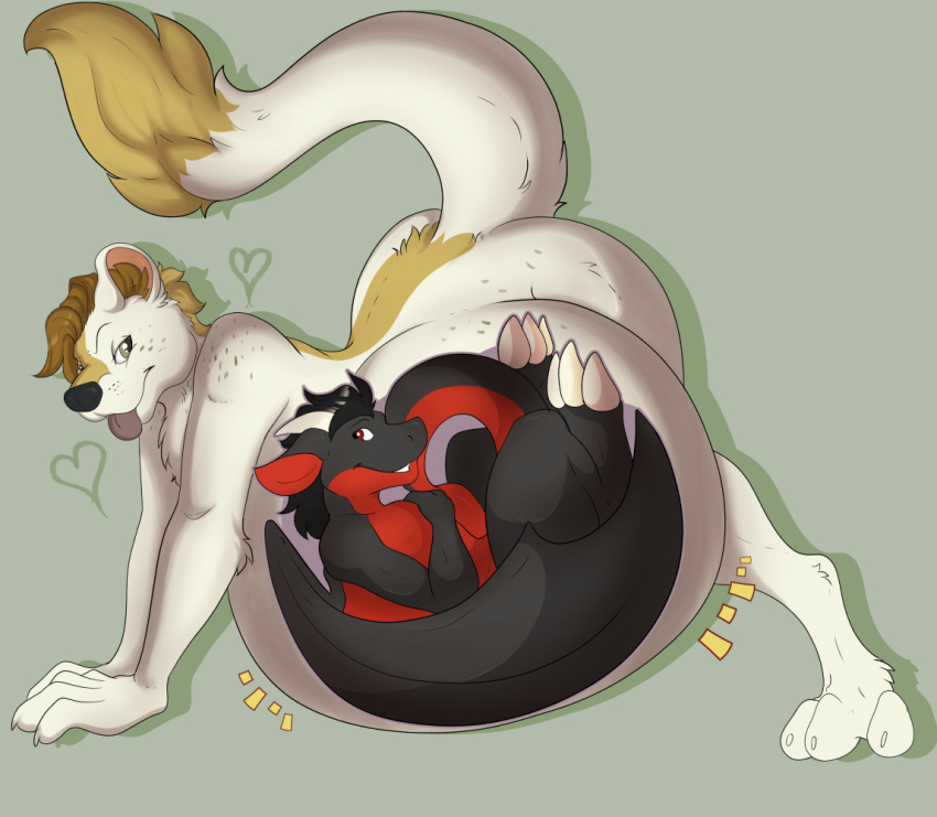 anthro belly big_belly daphniir dragon duo grosspotoo horn male male/male mammal mustela mustelid musteline oral_vore pencer_pine_(pencer) scalie stoat tongue tongue_out true_musteline vore western_dragon wings