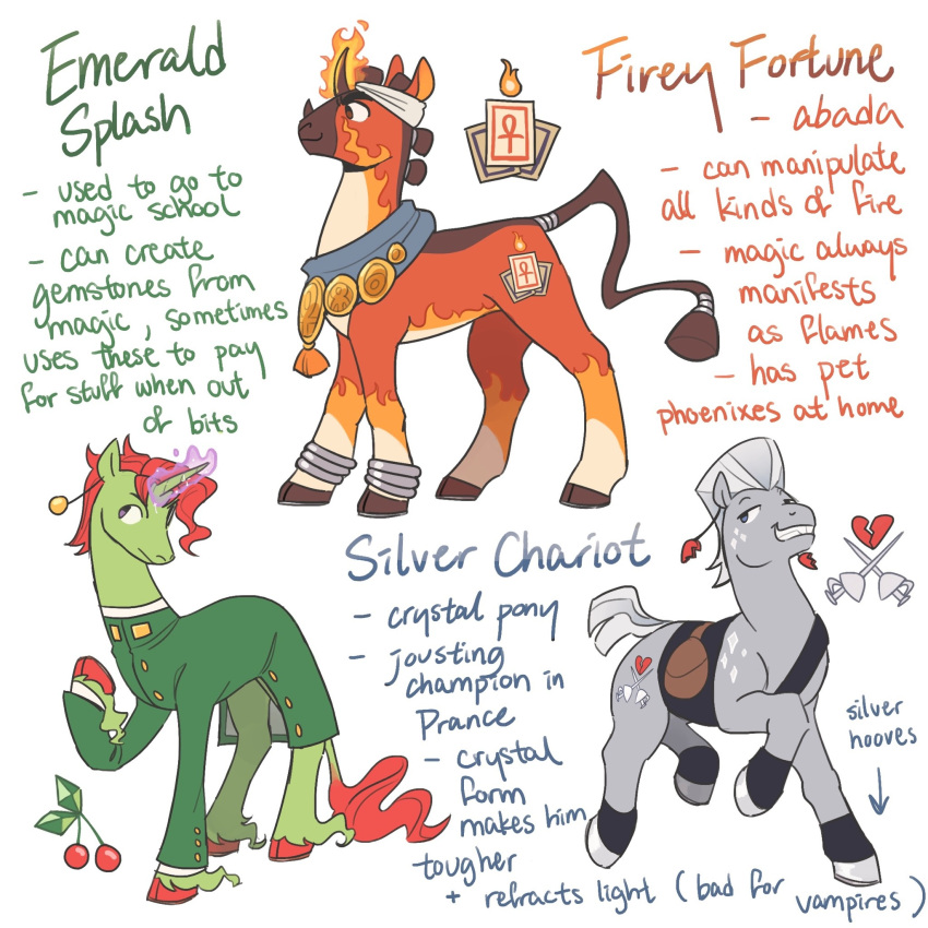 1:1 alternate_species alternate_universe clothed clothed_feral clothing cloven_hooves cutie_mark earth_pony elemental_manipulation english_text equid equine feral feralized fire fire_manipulation freckles furrification group hasbro hi_res hooves horn horse jean_pierre_polnareff jojo's_bizarre_adventure magic male mammal mohammed_avdol my_little_pony noriaki_kakyoin ponification pony regularcitrus smile tail tail_tuft text trio tuft unicorn