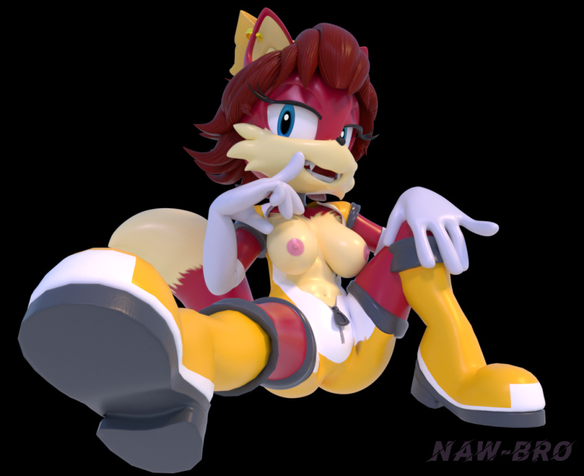 3d_(artwork) anthro archie_comics areola blender_(software) blender_cycles breasts canid canine clothed clothing digital_media_(artwork) exposed_breasts female fiona_fox fox fur gloves hair handwear looking_at_viewer mammal nawbro nipples rotalice2 sega solo sonic_the_hedgehog_(archie) sonic_the_hedgehog_(comics) sonic_the_hedgehog_(series) tail unzipped unzipped_bodysuit zipper