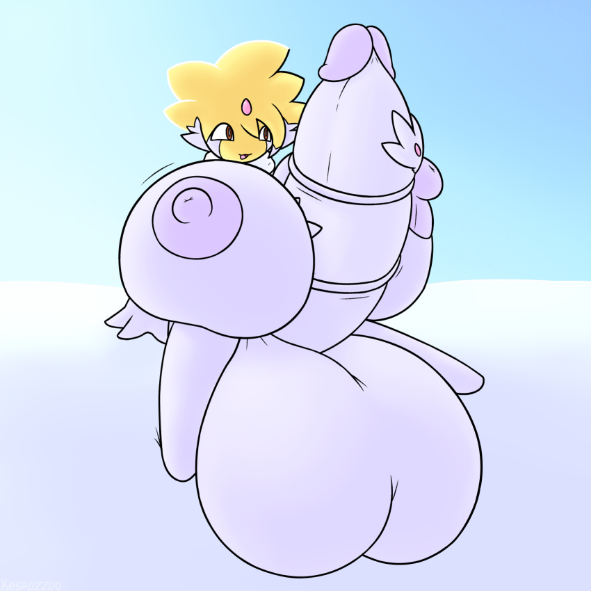 2_tails anthro anthrofied balls big_balls big_breasts big_penis blonde_hair breasts brown_eyes erection fan_character generation_4_pokemon genitals gynomorph hair hi_res huge_balls huge_breasts huge_penis humanoid_genitalia hyper hyper_balls hyper_genitalia hyper_penis intersex kespuzzuo lake_guardians legendary_pokemon legendary_trio male_(lore) masturbation multi_tail nintendo penis pokemon pokemon_(species) pokemorph povynn scarf sex sitting solo tail tail_around_penis tail_fetish tail_play tail_sex tailjob white_body yellow_head