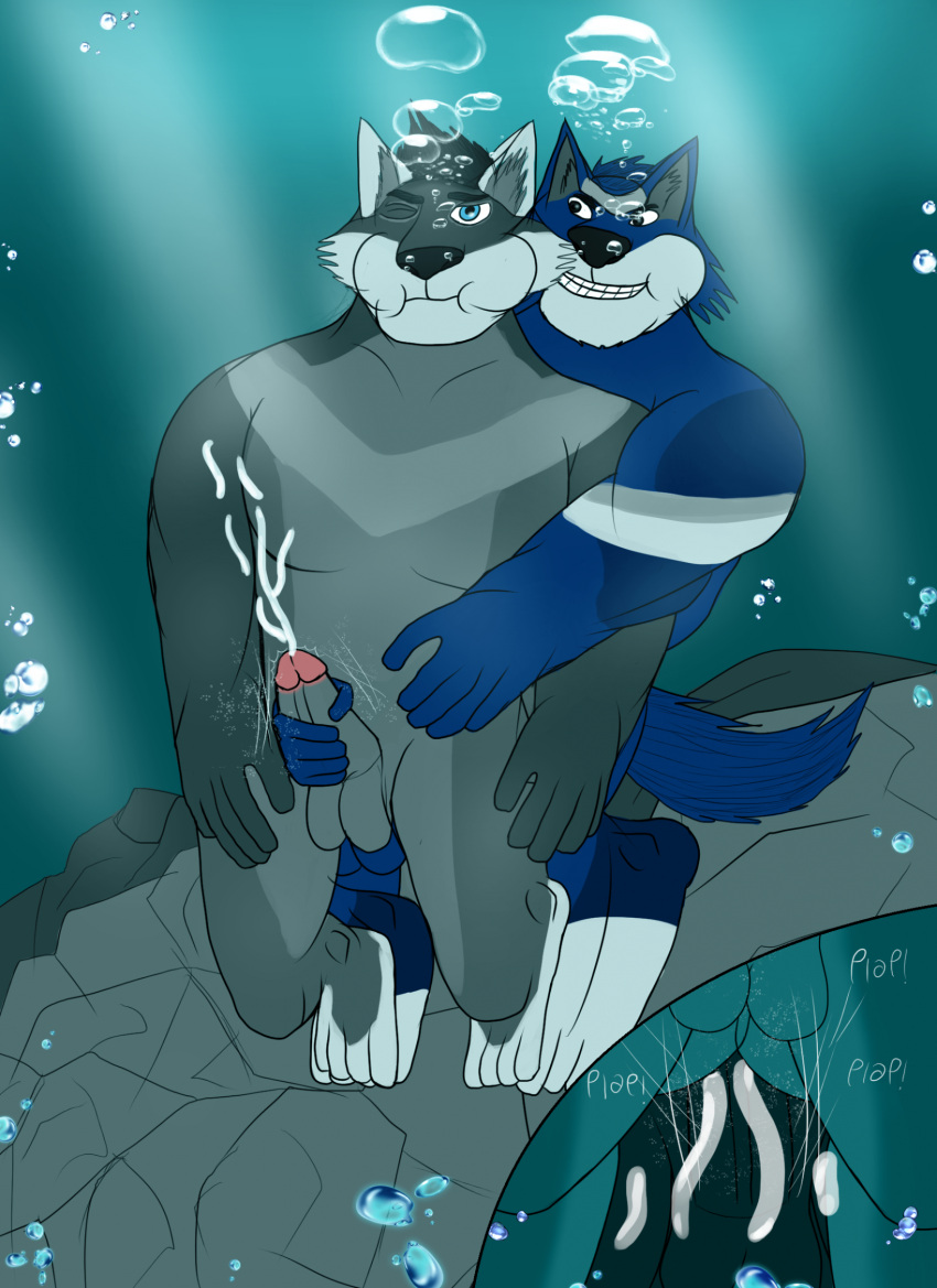 anthro bodily_fluids canid canine canis cum duo erection gark_(sheep_and_wolves) genital_fluids genitals grey_(sheep_and_wolves) handjob hi_res male male/male mammal penile penis sex sheep_and_wolves underwater underwater986 water wizart_animation wolf