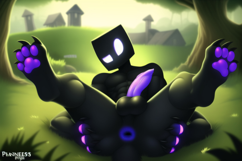 ai_generated anthro enderman furry humanoid ksawalp male male/male microsoft minecraft mojang solo xbox_game_studios