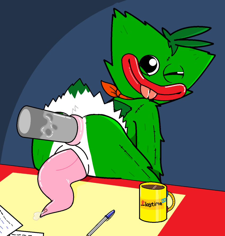 anal anal_penetration animate_inanimate animated anus beverage bodily_fluids butt coffee container cup digital_media_(artwork) duo fan_character fur genital_fluids genitals glury_the_unown gnarly_charly_(character) green_body green_fur hi_res humanoid kerchief kerchief_only living_plushie looking_back male male/male mob_entertainment monster mug office penetration penis plushie poppy_playtime precum sex smile solo_focus tapering_penis tongue wuggy_(poppy_playtime)