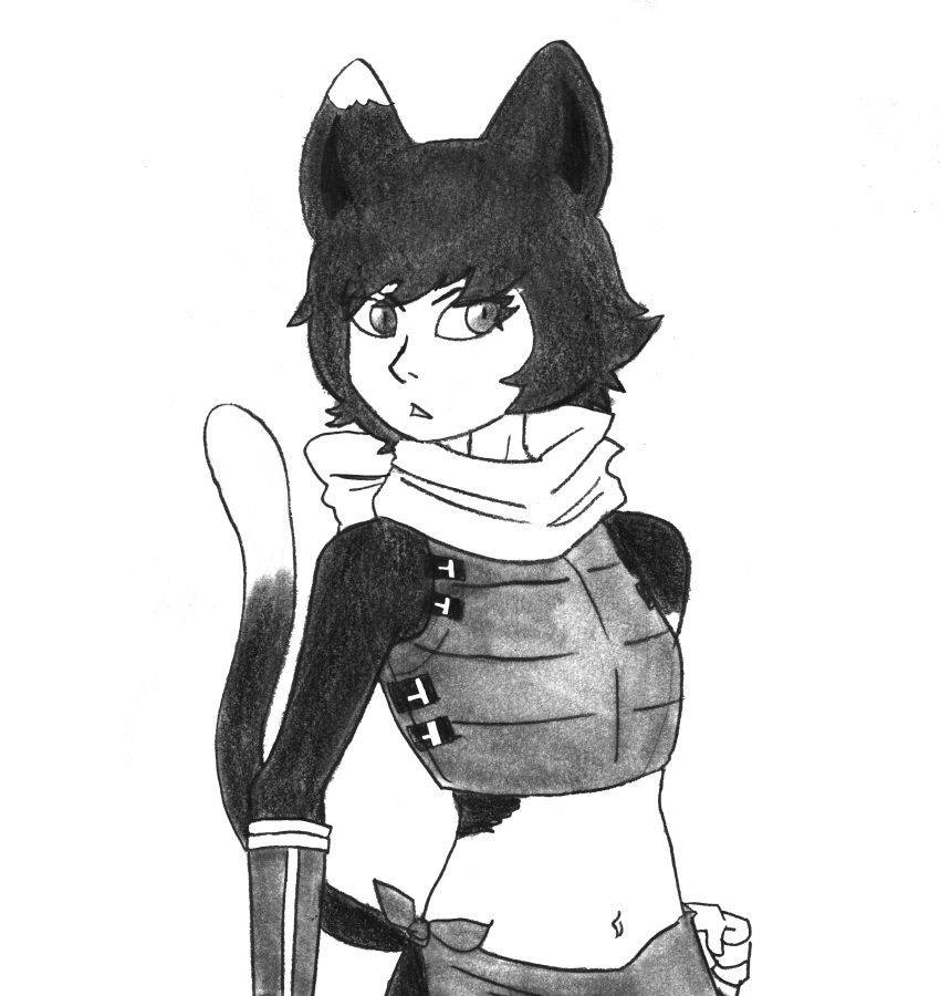2018 5_fingers absurd_res animal_humanoid black_clothing black_hair breasts cat_humanoid clothed clothing delicious_in_dungeon digital_media_(artwork) domestic_cat efradraws fangs felid felid_humanoid feline feline_humanoid felis female fingers front_view fully_clothed hair hair_over_eye half-length_portrait hi_res humanoid izutsumi_(delicious_in_dungeon) light_body light_skin mammal mammal_humanoid ninja one_eye_obstructed portrait scarf short_hair simple_background solo teeth warrior