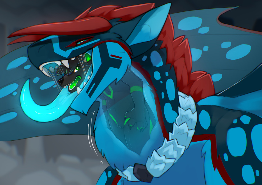 absurd_res altowovurr canid canine canis collar felkin glowing haloren hi_res mammal neck_bulge oral_vore size_difference teeth tongue vore wolf xenon xenon_(xenonthewolf)