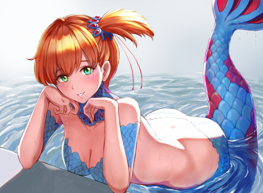 cleavage jojobirdz kasumi_(pokemon) mermaid monster_girl naked pokemon tail wet