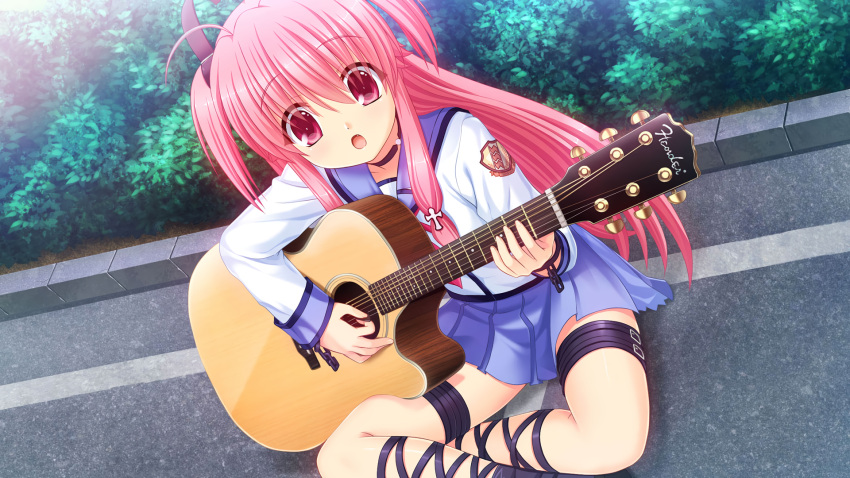 angel_beats! game_cg garter guitar key na-ga seifuku yui_(angel_beats!)