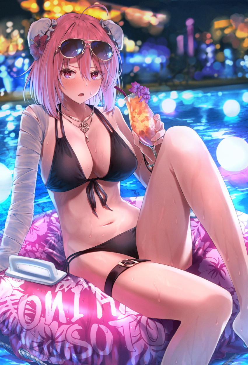 bandages bikini garter greenkohgen ibaraki_kasen megane swimsuits touhou wet