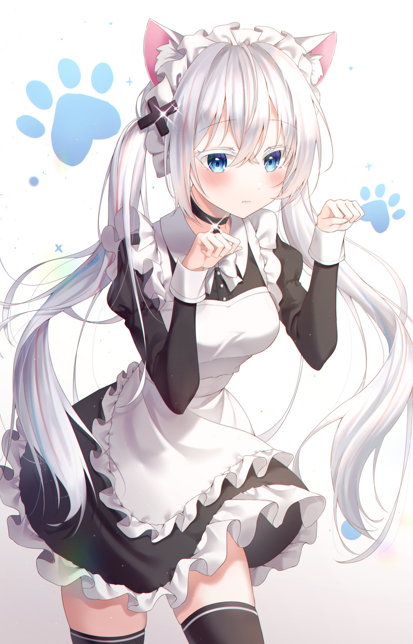 animal_ears bingyam maid nekomimi skirt_lift tagme thighhighs