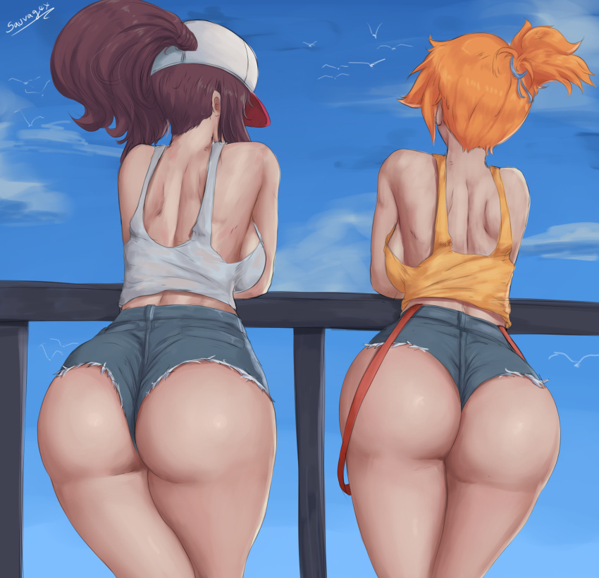 ass kasumi_(pokemon) no_bra pokemon savagexthicc touko_(pokemon)