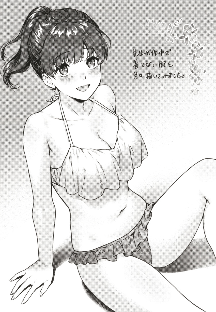 bikini cleavage monochrome swimsuits yuyama_chika