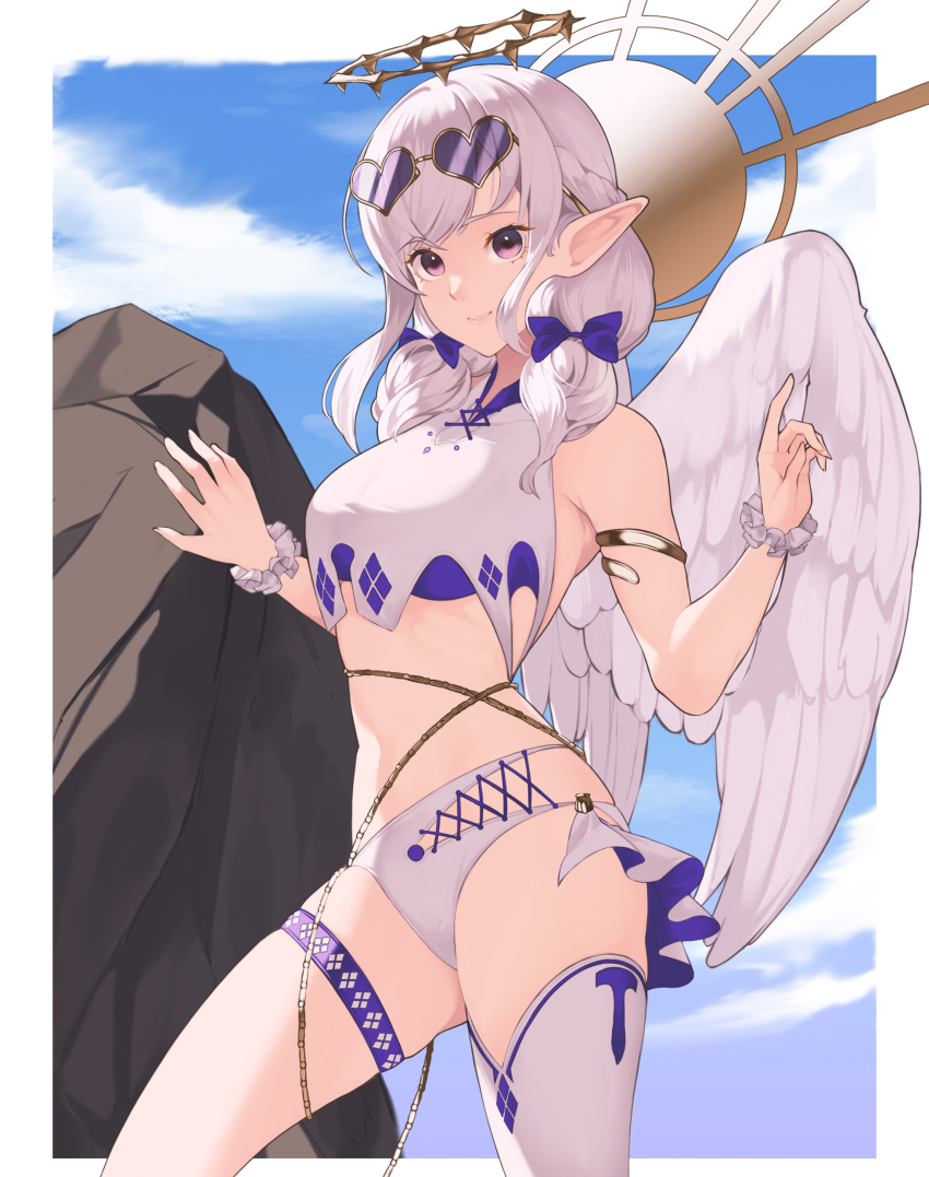 angel bikini cynd garter megane pointy_ears swimsuits tagme thighhighs wings