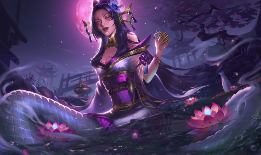 cassiopeia japanese_clothes league_of_legends monster_girl necrose sake tail wet