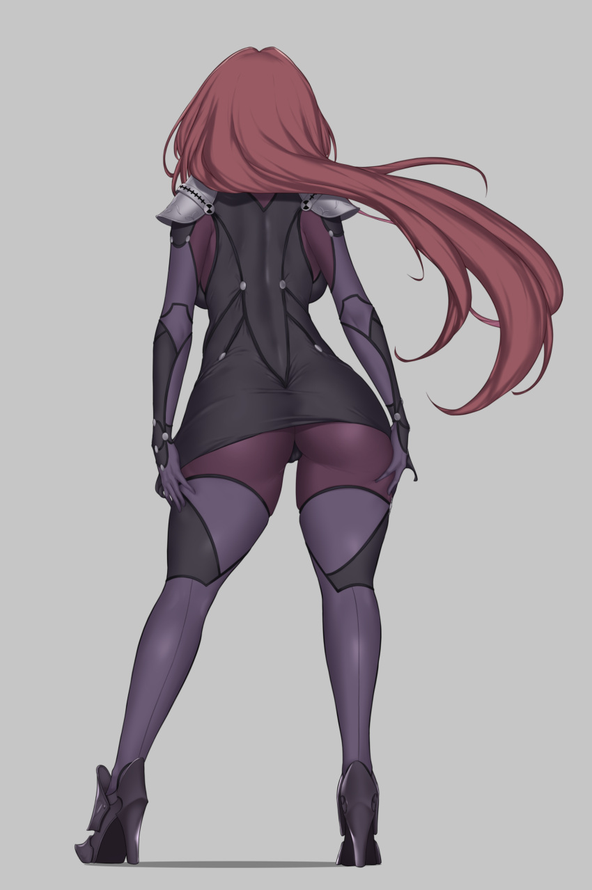 armor ass aster_crowley bodysuit dress fate/grand_order heels scathach_(fate/grand_order)