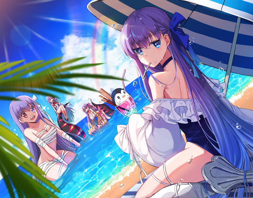 bandages bb_(fate/extra_ccc) bikini fate/grand_order garter heterochromia kingprotea maydream meltlilith naked_ribbon passion_lip penguin sarashi swimsuits tentacles wet