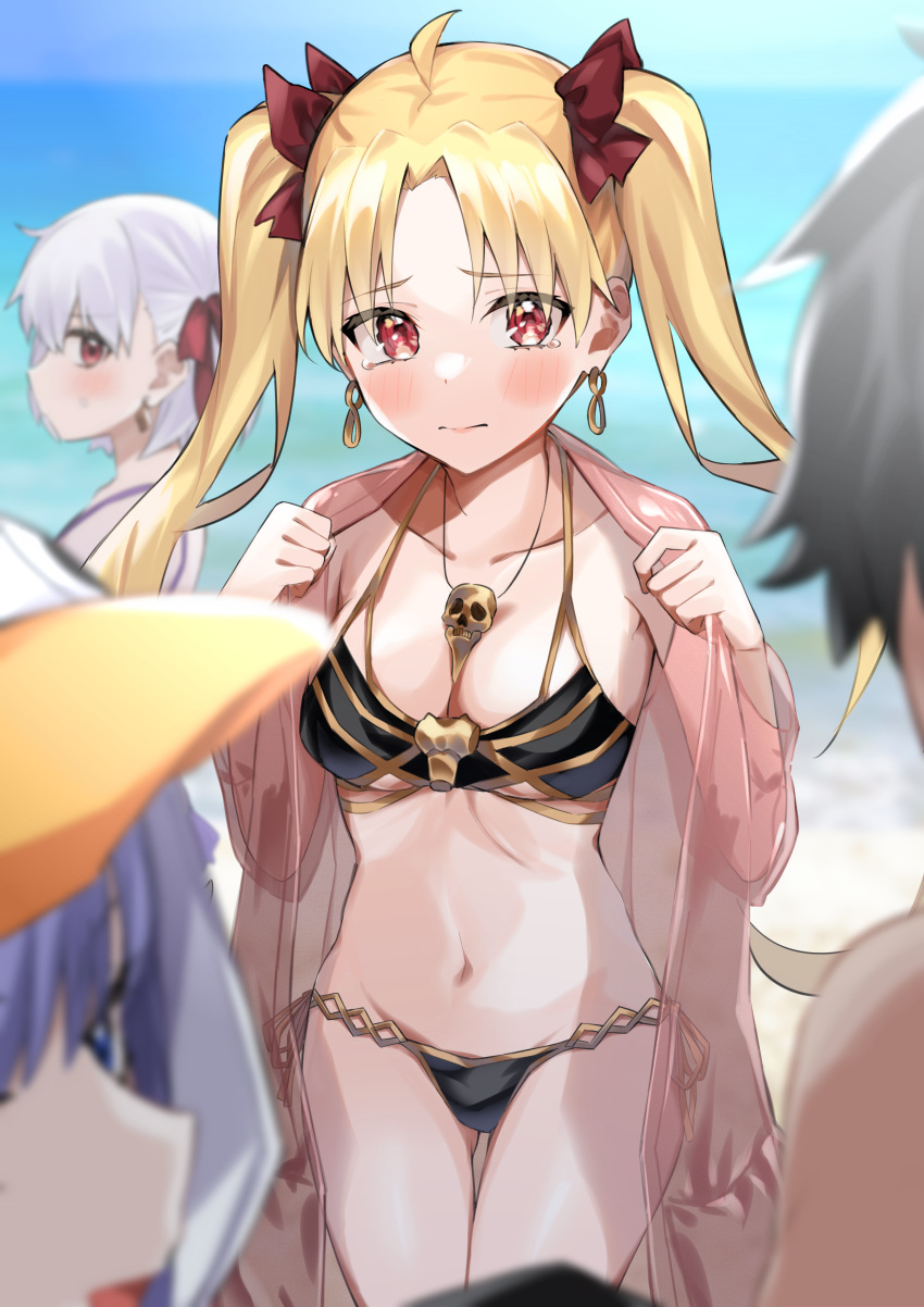 bikini ereshkigal_(fate/grand_order) fate/grand_order itame_moyashi kama_(fate/grand_order) meltlilith open_shirt see_through swimsuits undressing