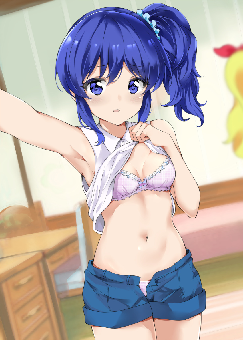 aikatsu! bra hoshimiya_ichigo kiriya_aoi pantsu selfie shirt_lift tagme undressing