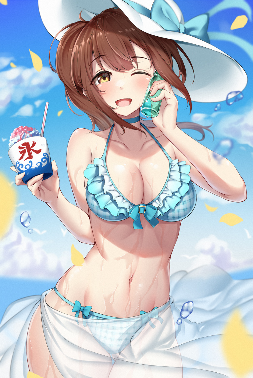 bikini igarashi_kyouko see_through skirt_lift swimsuits the_idolm@ster the_idolm@ster_cinderella_girls wet yigra_don