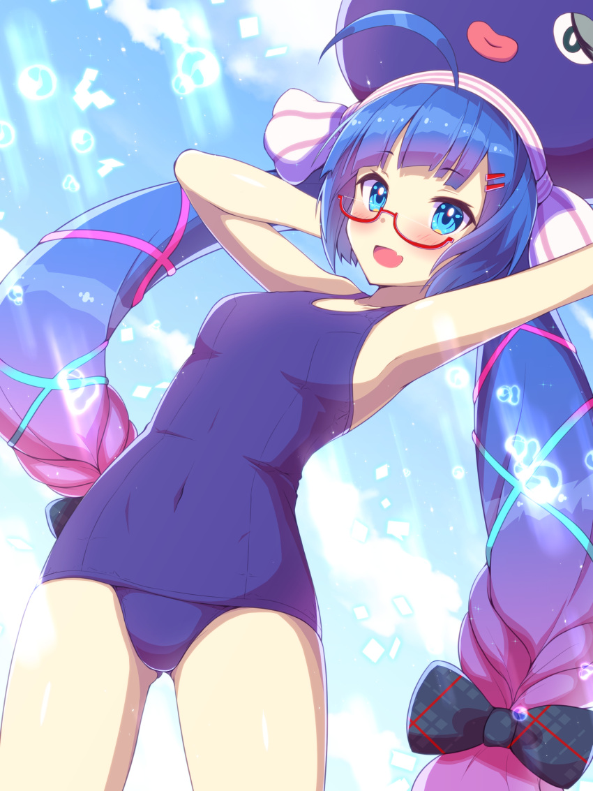 megane otomachi_una school_swimsuit swimsuits twinameless voiceroid