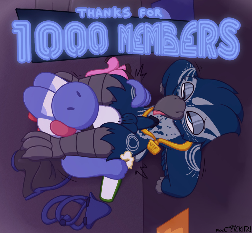 against_surface against_wall alcohol american_sparrow anal anal_penetration aroused_face aroused_smile average_penis avian balls bedroom_eyes beverage bird bird_legs blue_bird blue_body blue_eyes blue_fur blue_yoshi bow_tie cel_shading champagne clothed clothes_on_floor clothing detailed_background digital_drawing_(artwork) digital_media_(artwork) duo fox_sparrow fur genitals henrique_rick hi_res high-angle_view holding_beverage holding_both_legs holding_object jacket kishi_(succdeluxe) lickid looking_at_viewer looking_pleasured male male/male mario_bros narrowed_eyes nintendo nude partially_clothed party penetration penis poster seductive shaded smile smug_face speedo spikes spikes_(anatomy) swimwear text tongue tongue_out topwear vip white_body yoshi