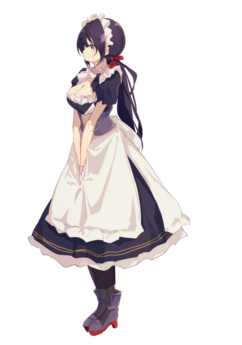 azur_lane cleavage glasgow_(azur_lane) heels maid no_bra suwakana