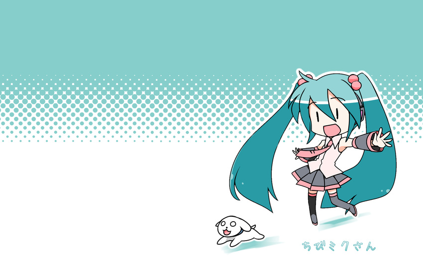 blue_hair caffein chibi_miku headphones vocaloid