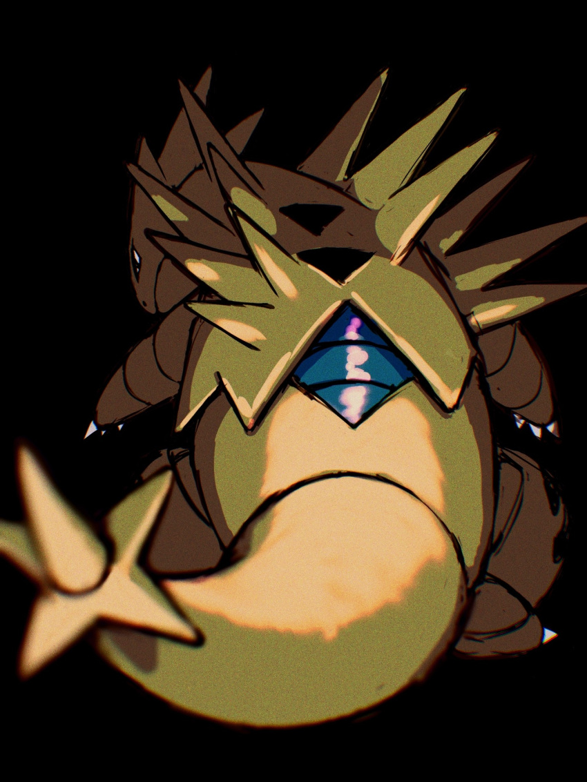 black_eyes blurry claws closed_mouth commentary_request from_behind frown gen_2_pokemon highres miromari no_humans pokemon pokemon_(creature) solo standing tyranitar