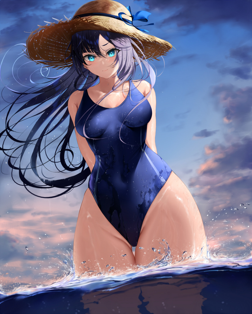 genshin_impact mona_(genshin_impact) swimsuits wet xi_ying