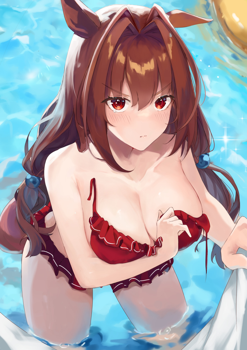 animal_ears aoi_13 bikini daiwa_scarlet_(umamusume) swimsuits tail uma_musume_pretty_derby wardrobe_malfunction wet