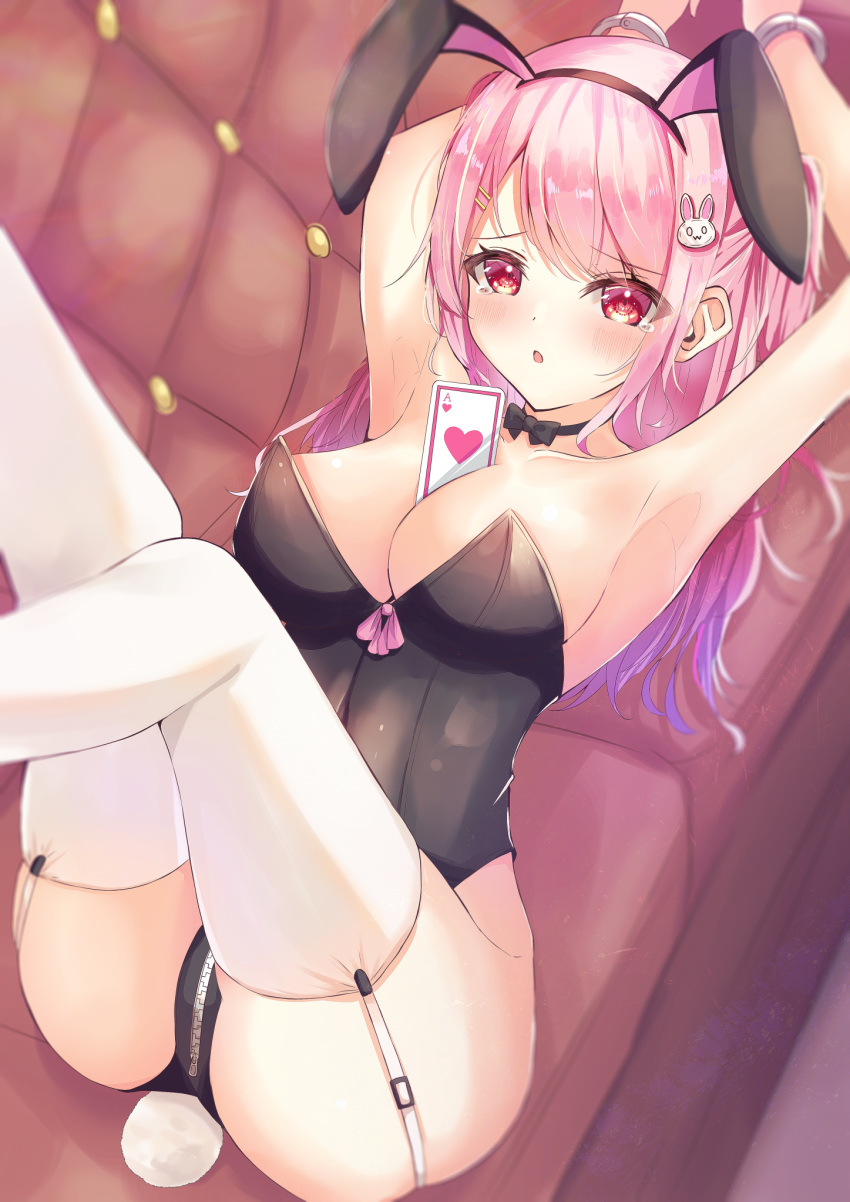 animal_ears aonu_koru bondage bunny_ears bunny_girl no_bra stockings tail thighhighs