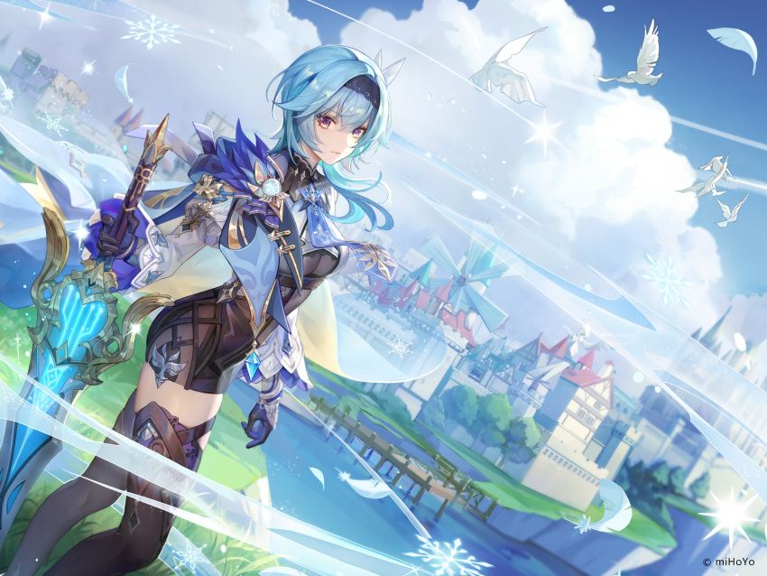 eula_(genshin_impact) garter genshin_impact landscape official_watermark sword tagme thighhighs