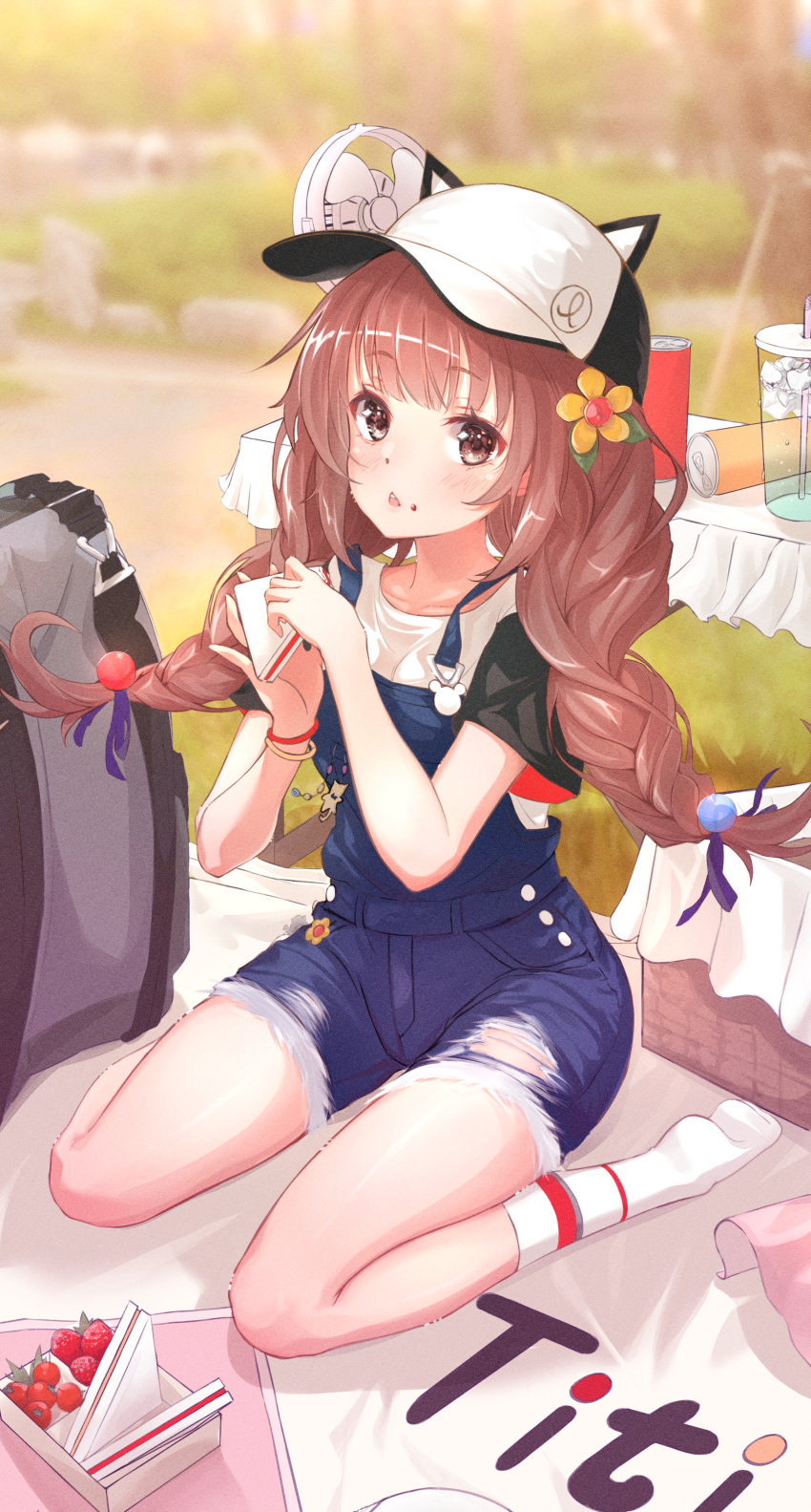 animal_ears cream eunip nekomimi overalls tagme torn_clothes