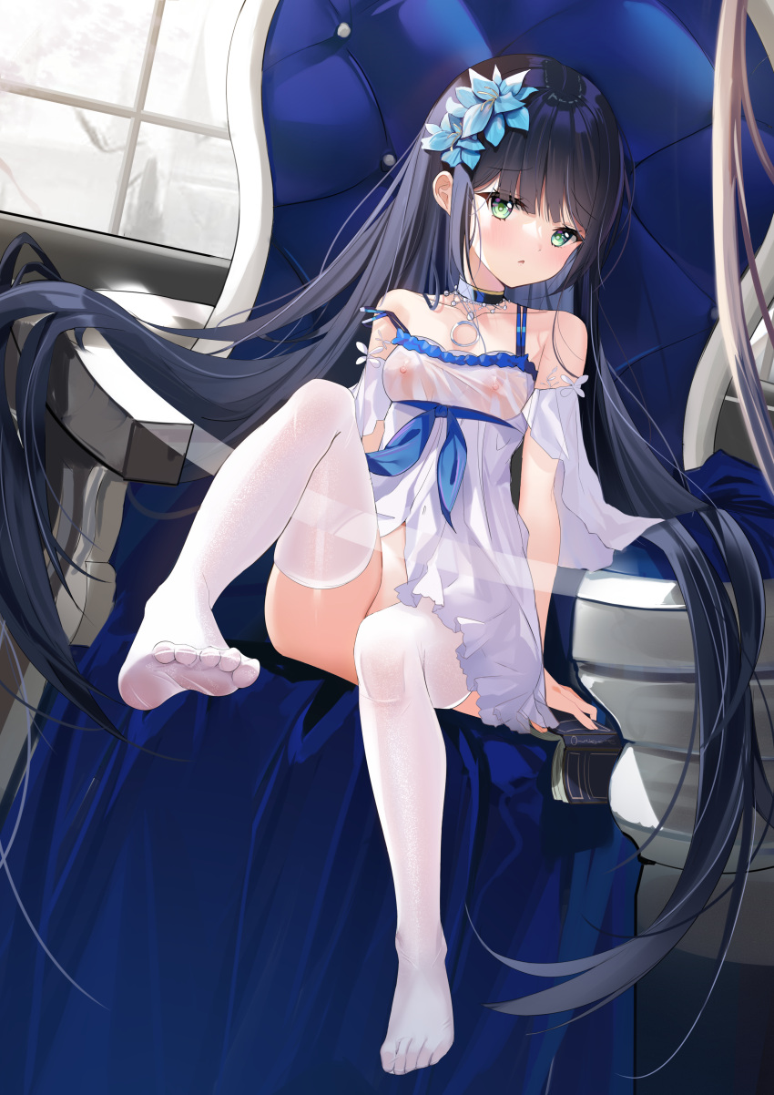 dress feet nipples no_bra nopan see_through skirt_lift thighhighs zhongwu_chahui