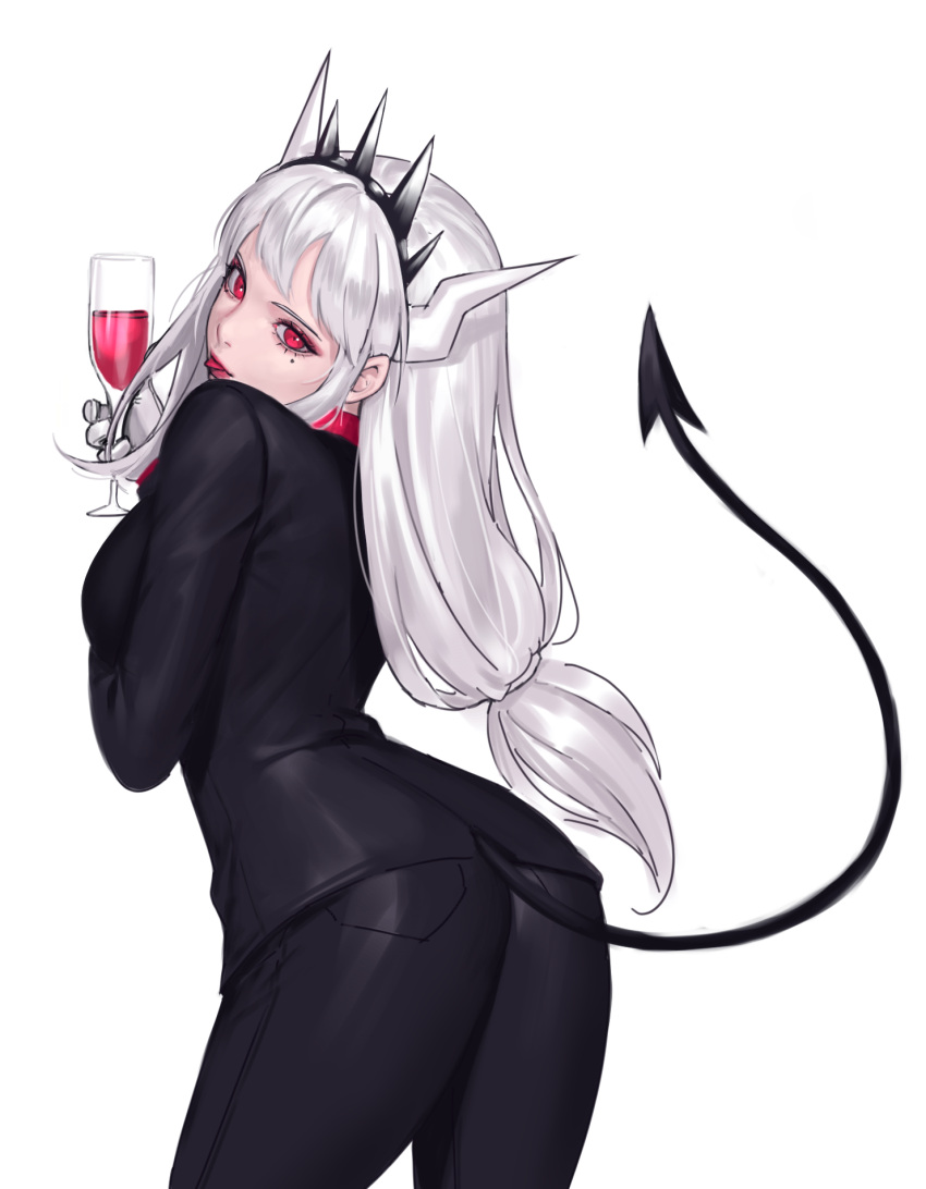 ass business_suit devil helltaker horns lucifer_(helltaker) siun tail