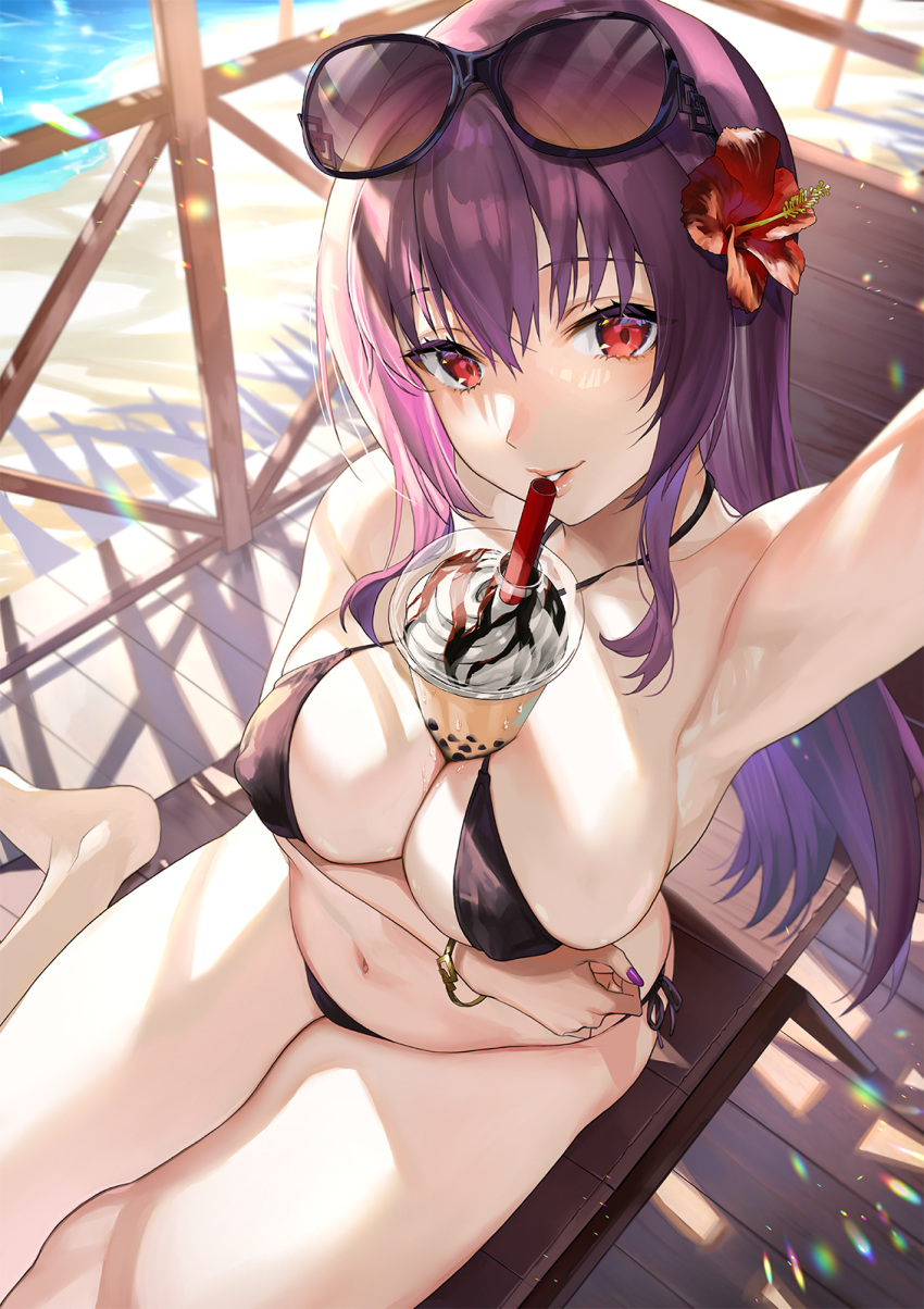 bikini cleavage fate/grand_order sage_joh scathach_(fate/grand_order) swimsuits