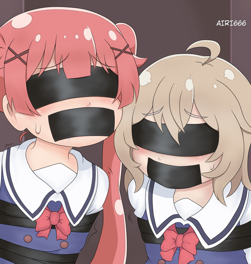 absurdres airi666 artist_name bdsm blindfold gag highres huge_filesize kidnapping konomori_kanon light_brown_hair long_hair masochism md5_mismatch orange_hair resolution_mismatch restrained scared school_uniform self_upload shiny shiny_hair source_smaller tanemura_koyori tape watashi_ni_tenshi_ga_maiorita!