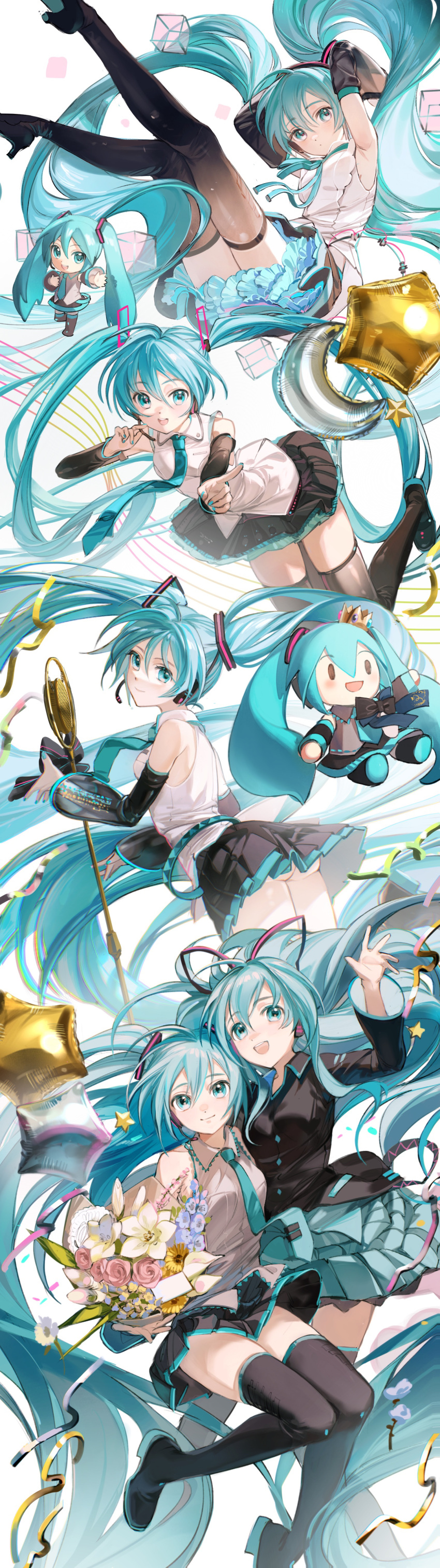 ass chibi hatsune_miku headphones heels nopan rumoon skirt_lift tagme thighhighs vocaloid