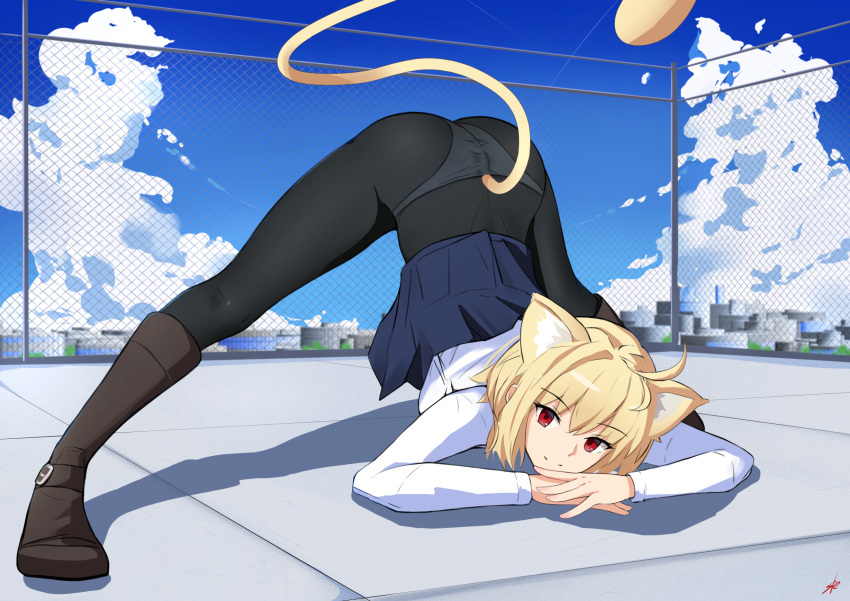 animal_ears arcueid_brunestud nekomimi pantsu pantyhose see_through skirt_lift tagme tail tsukihime