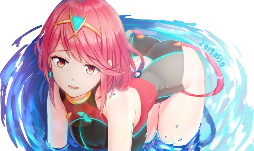 homura_(xenoblade_2) panana swimsuits wet xenoblade