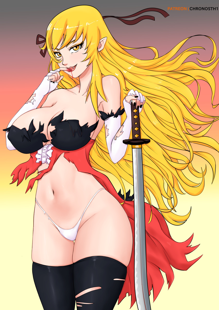 absurdres breasts chronosth1 highres huge_breasts kiss-shot_acerola-orion_heart-under-blade kizumonogatari large_breasts lingerie monogatari_(series) panties self_upload thighs underwear