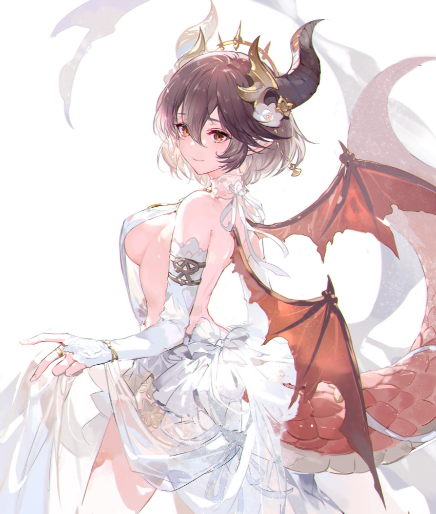 erect_nipples grea grea_(shingeki_no_bahamut) horns no_bra pointy_ears see_through skirt_lift tagme tail wings