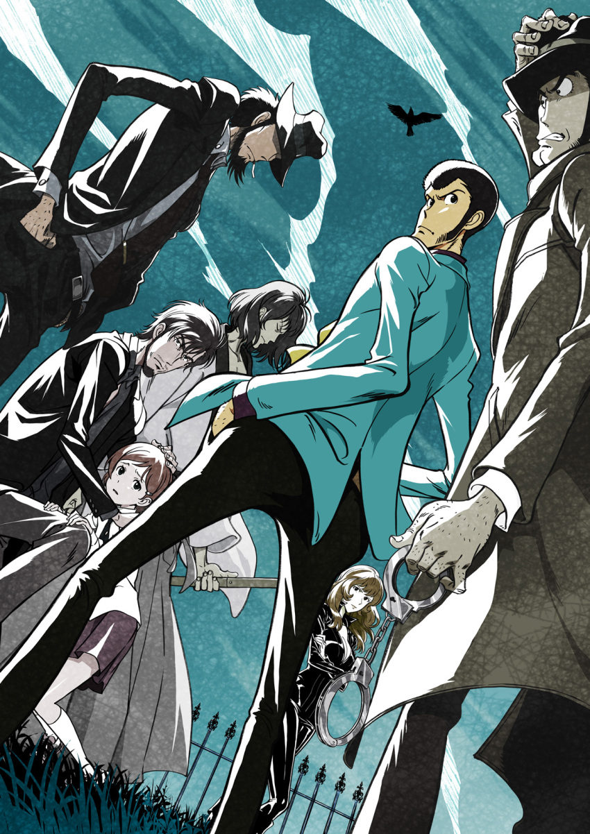 arsene_lupin_iii bodysuit business_suit cleavage ishikawa_goemon_xiii japanese_clothes jigen_daisuke lupin_iii mine_fujiko sword tagme zenigata_kouichi