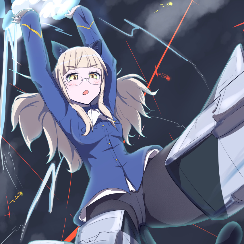 animal_ears megane nekomimi pantsu pantyhose perrine-h_clostermann see_through strike_witches strike_witches:_operation_victory_arrow strike_witches_2 strike_witches_gekijouban tagme tail uniform