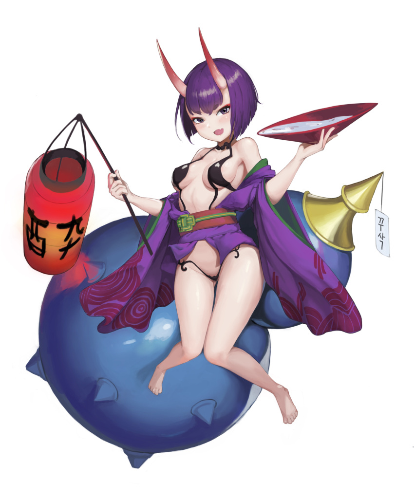 fate/grand_order horns japanese_clothes kkusag no_bra open_shirt pantsu shuten_douji_(fate/grand_order)