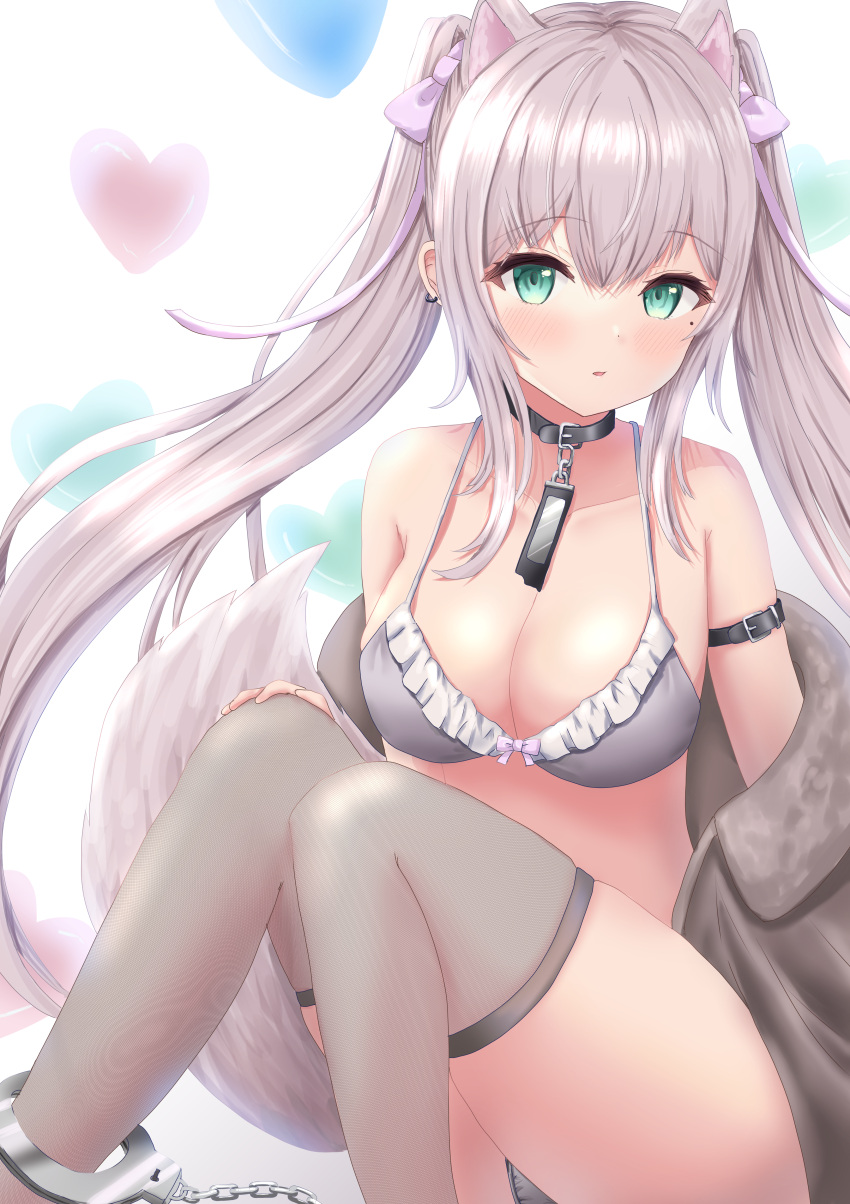 animal_ears bondage bra nekomimi open_shirt pantsu tail thighhighs thong uni_ikura_(un1kura)