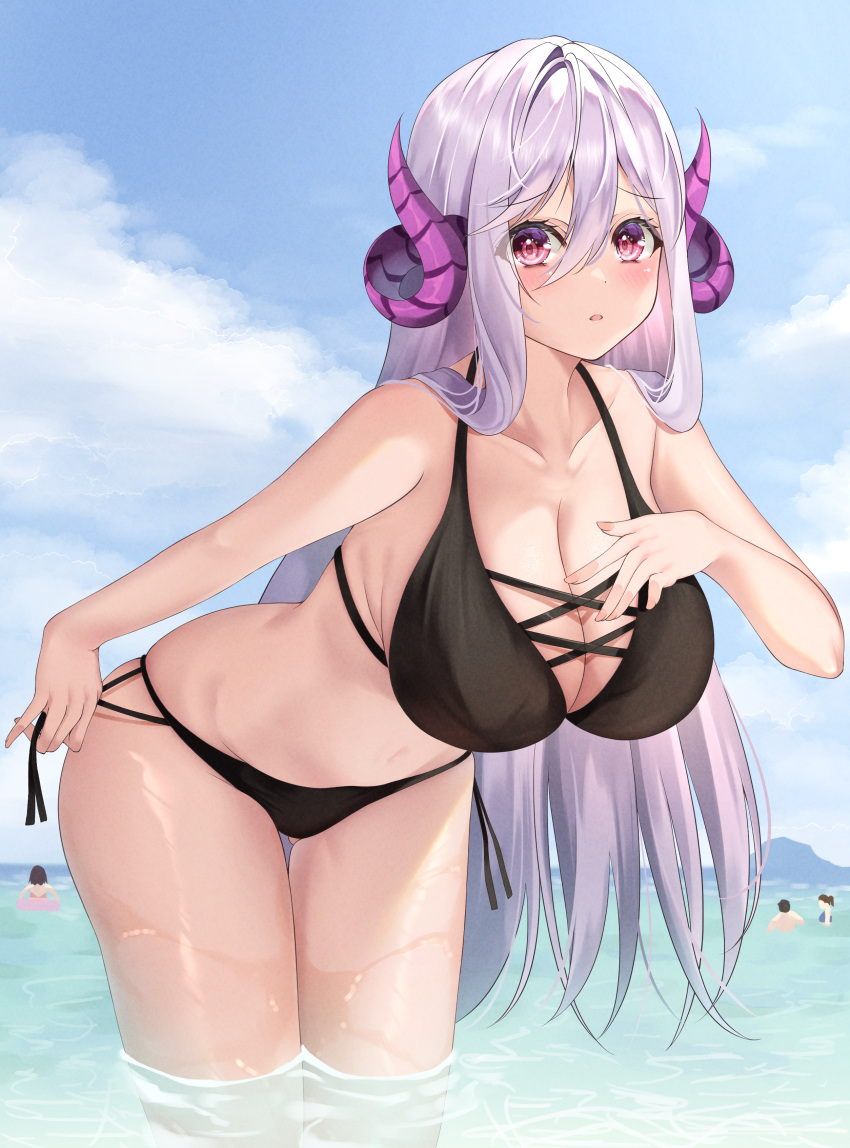 ayakura_maki bikini horns swimsuits tagme