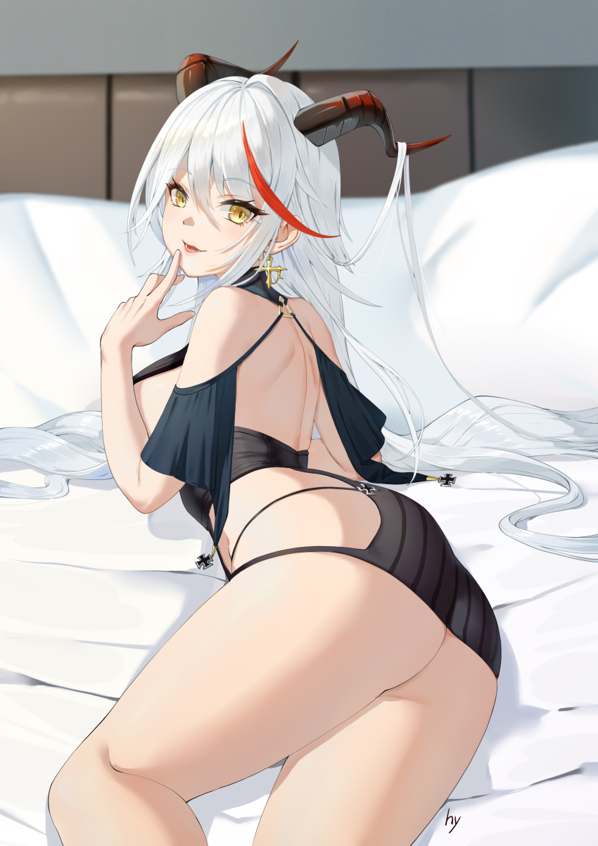 aegir_(azur_lane) ass azur_lane dress heiyu horns no_bra nopan