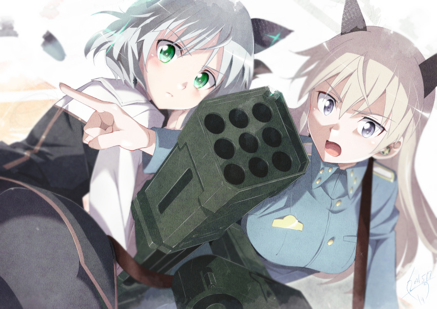 animal_ears eila_ilmatar_juutilainen gun kitsune nekomimi sanya_v_litvyak strike_witches strike_witches:_operation_victory_arrow strike_witches_2 strike_witches_gekijouban tagme tail uniform weapon