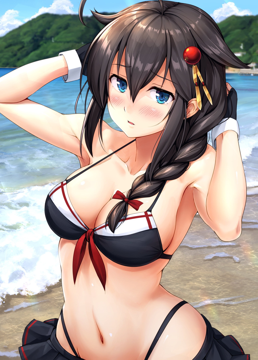 bikini ichikawa_feesu kantai_collection shigure_(kancolle) swimsuits